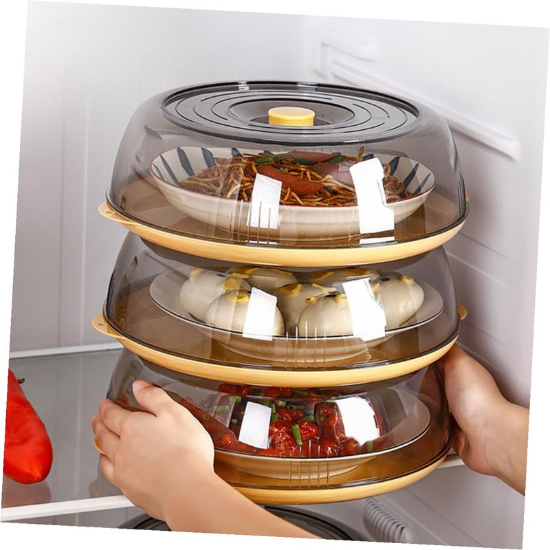 Uonlytech Meal Cover and Heat Preservation Food Lid Yellow Plastic Food Cover for Kitchen Dining Dustproof Vegetable and Bread 1-layer Protective Dome 2pcs for Home and Restaurant Use - Image 5