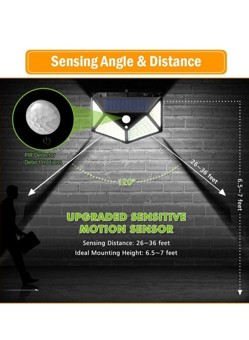 Solar Light Outdoor 114 LED Motion Sensor Lighting Garden Waterproof Security Lights for Wall Step Porch Patio Yard Driveway Pathway Pool (4 Packs, Cool White) - Image 3