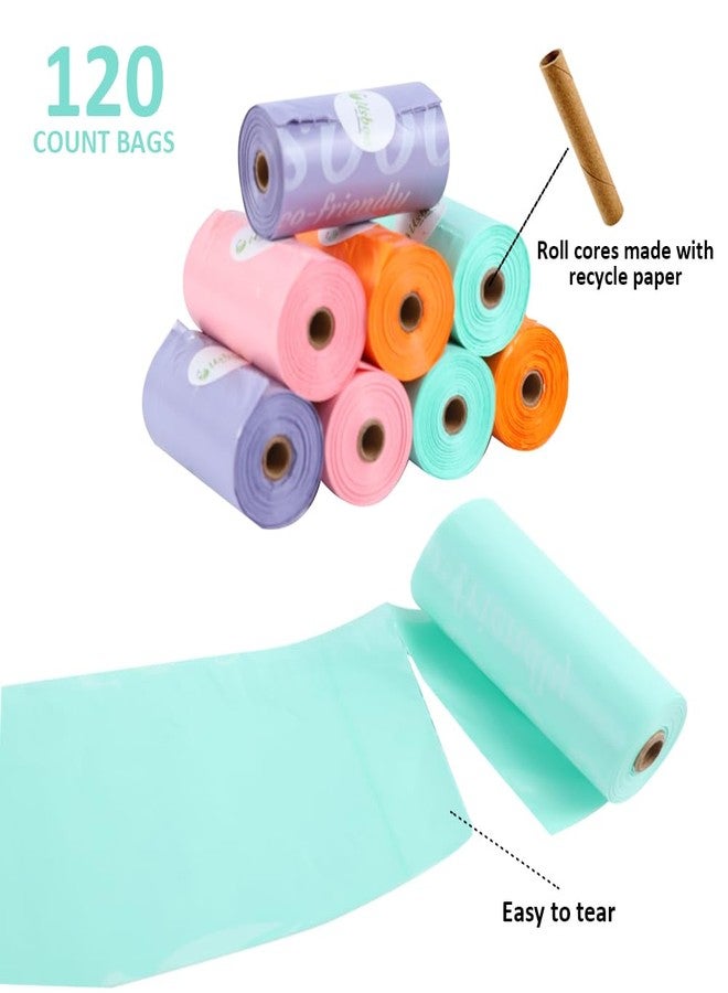 USBOO Diaper Bags Disposable for Baby, 8 Refill Rolls/120 Bags Dirty Disposable Diaper Bags with Dispenser, Convenient and Quick Diaper Disposal, Poop Bags,Rainbow - Image 4