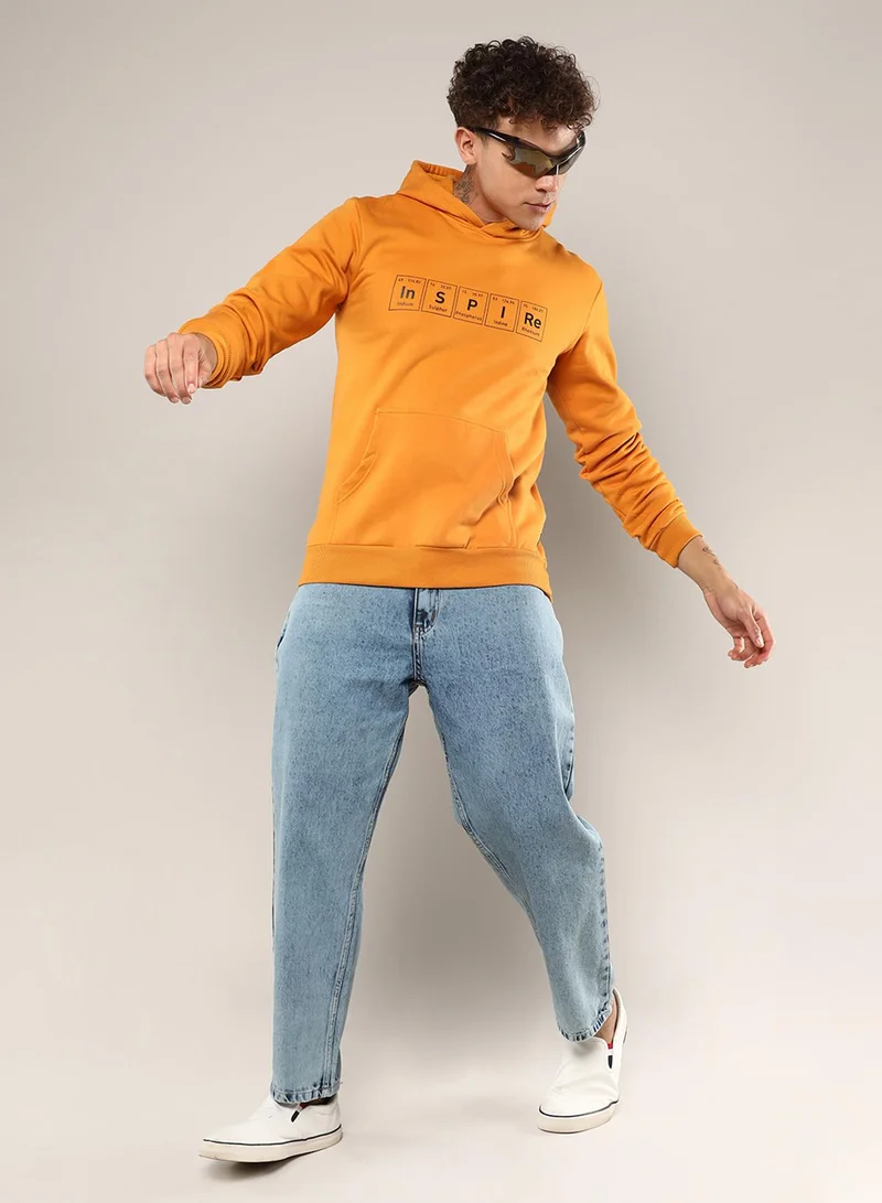 كامبوس سوترا Men's Mustard Yellow Inspire Hoodie With Kangaroo Pocket