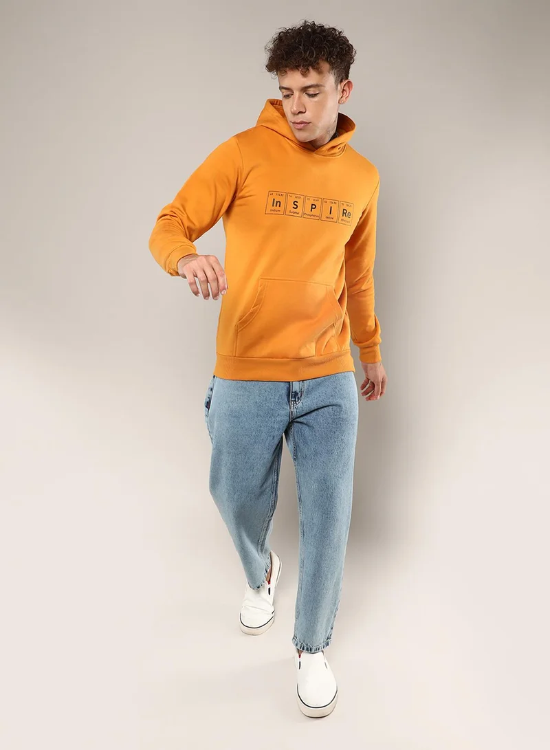 كامبوس سوترا Men's Mustard Yellow Inspire Hoodie With Kangaroo Pocket