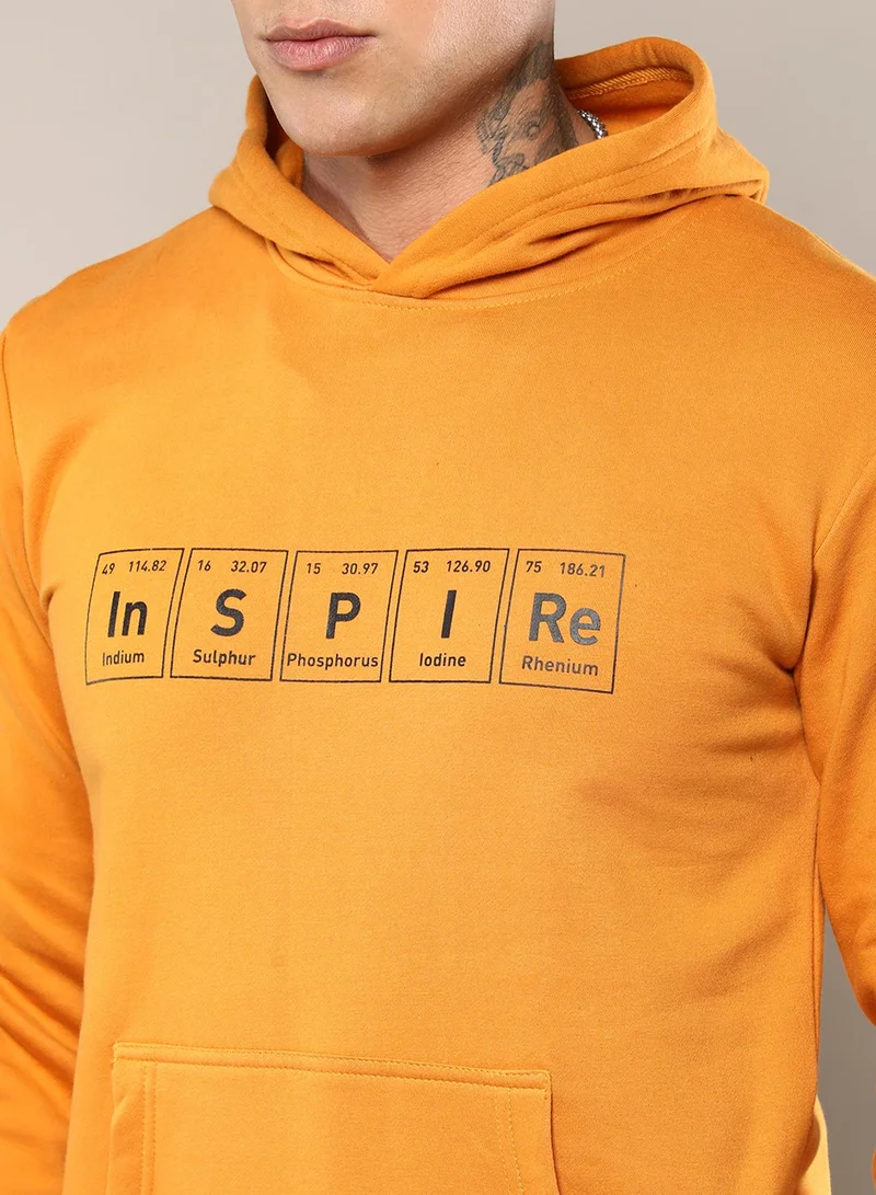 كامبوس سوترا Men's Mustard Yellow Inspire Hoodie With Kangaroo Pocket