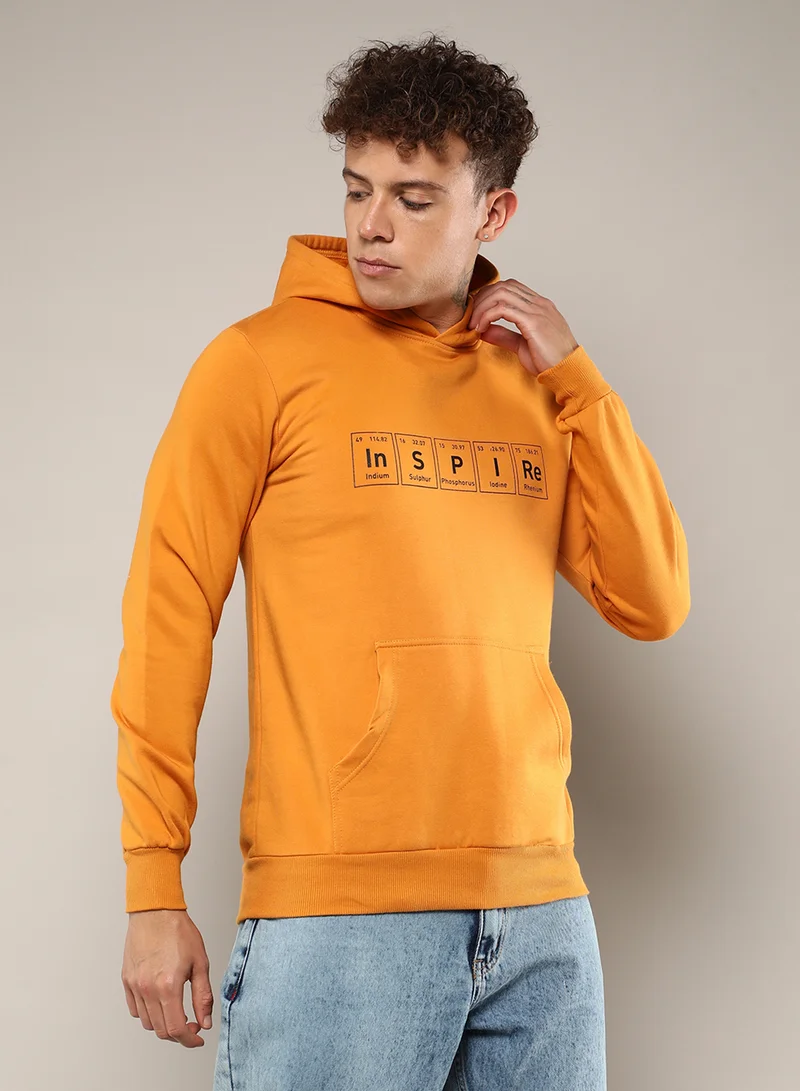 كامبوس سوترا Men's Mustard Yellow Inspire Hoodie With Kangaroo Pocket