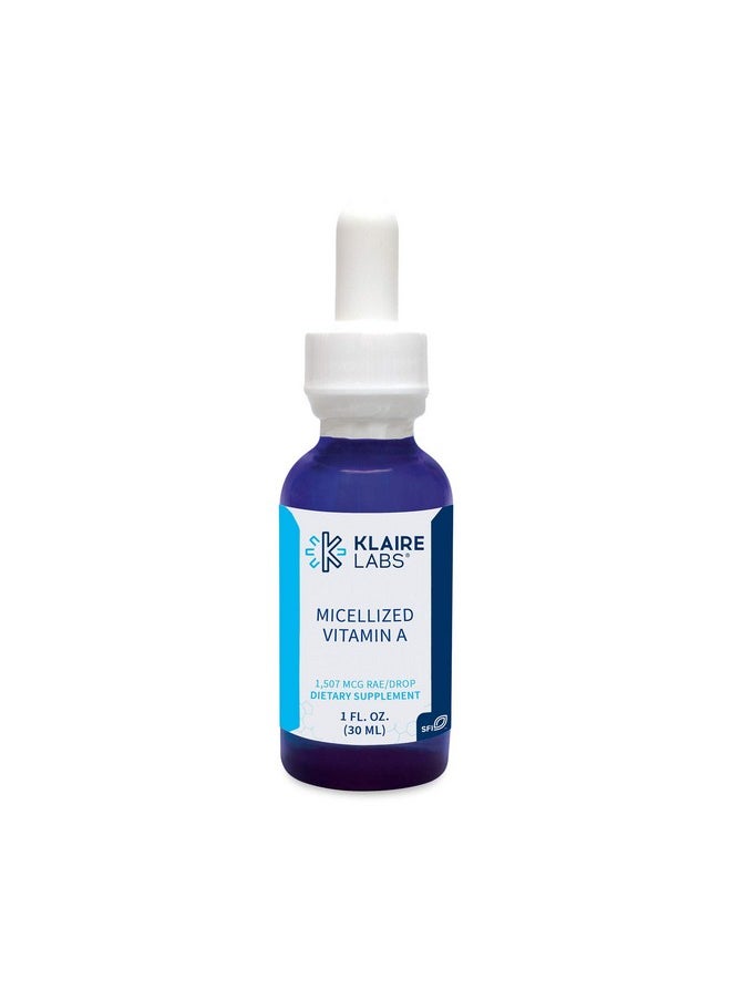 Klaire Labs - Micellized Vitamin A Liquid 5000 Iu Vit A Per Drop Vitamin A Palmitate & Beta Carotene Drops Eye & Immune Support Hypoallergenic Bioavailable Liquid Supplement (1 Oz / 600 Servings) - Image 1