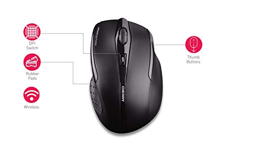 Cherry MW 3000 Wireless Mouse 2.4 GHz w/Nano USB Receiver, Black (UW7691) - Image 4