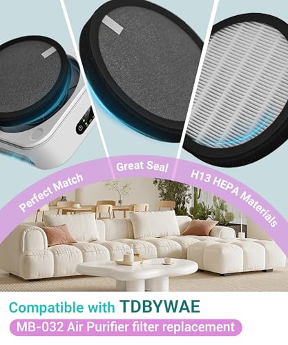 Byseacore Replacement Filter Compatible with TDBYWAE MB-032 Air Purifier, 3-in-1 filter with Activated Carbon Filter, 2 Count - Image 2