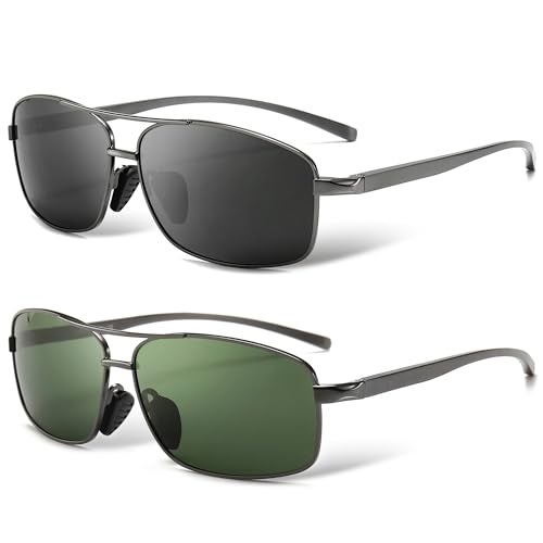 SUNGAIT Ultra Lightweight Rectangular Polarized Sunglasses Men UV400 Protection SGT458QH-QMLV-6 - Image 1