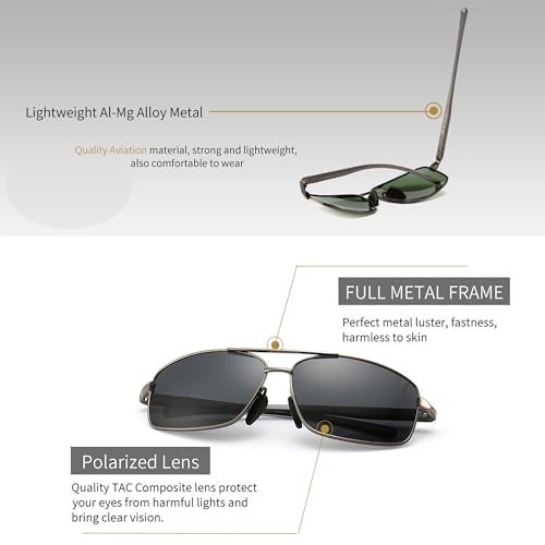 SUNGAIT Ultra Lightweight Rectangular Polarized Sunglasses Men UV400 Protection SGT458QH-QMLV-6 - Image 4