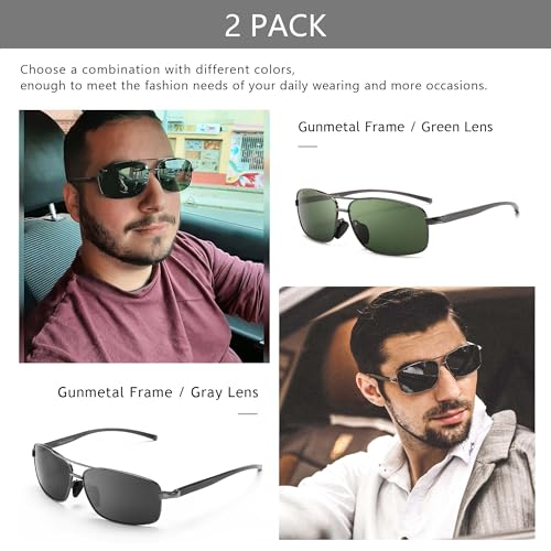 SUNGAIT Ultra Lightweight Rectangular Polarized Sunglasses Men UV400 Protection SGT458QH-QMLV-6 - Image 3