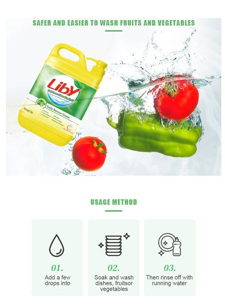 Liby Lemon Dishwashing Liquid 1.5kg  | No.1 Cleaning Brand in China - Image 3
