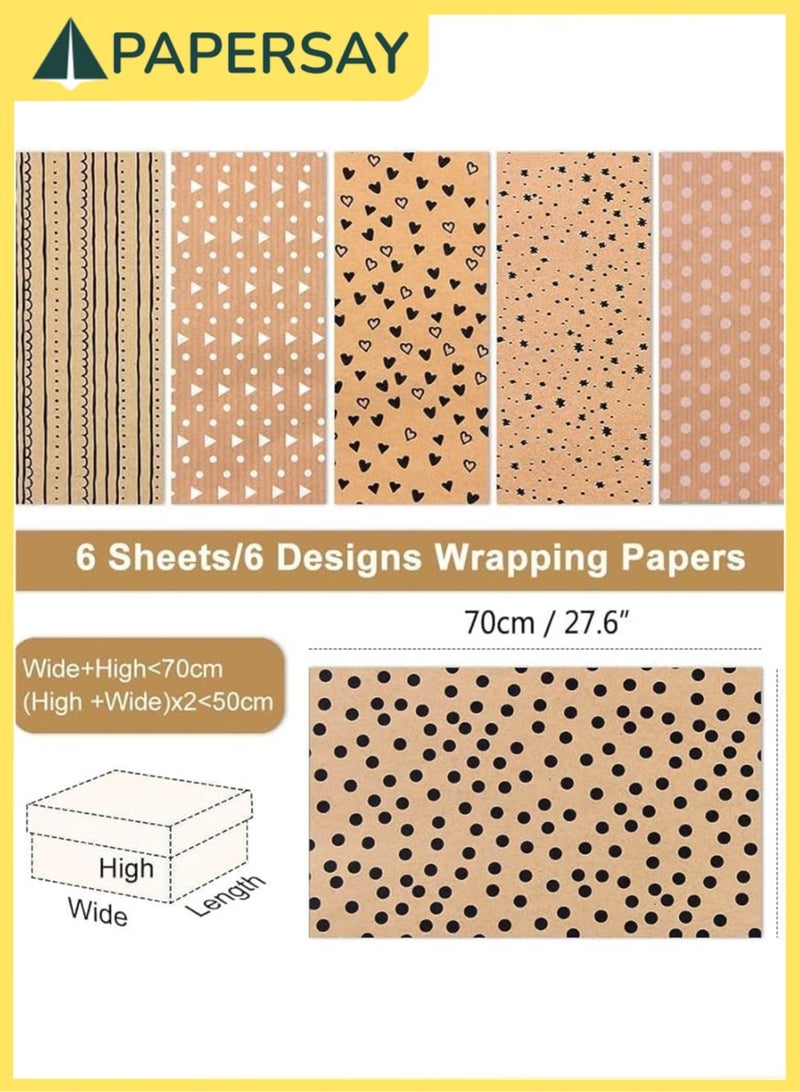  طائرة ورقية 6 أوراق ورق تغليف الهدايا مع الملحقات، ورق تغليف هدايا العطلات، ورق تغليف هدايا عيد الميلاد DIY، ورق تغليف الهدايا لأعياد الميلاد، العطلات، الزفاف، الحفلات، تغليف هدايا الأطفال (70 سم × 50 سم) - Image 2