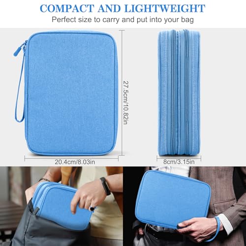 FYY Electronic Organizer, Extra Large Travel Cable Organizer Bag Pouch Portable Waterproof Double Layers All-in-One Storage Bag for iPad, Cable, Power Bank, Laptop Charger for Office/Home, Cyan - Image 2
