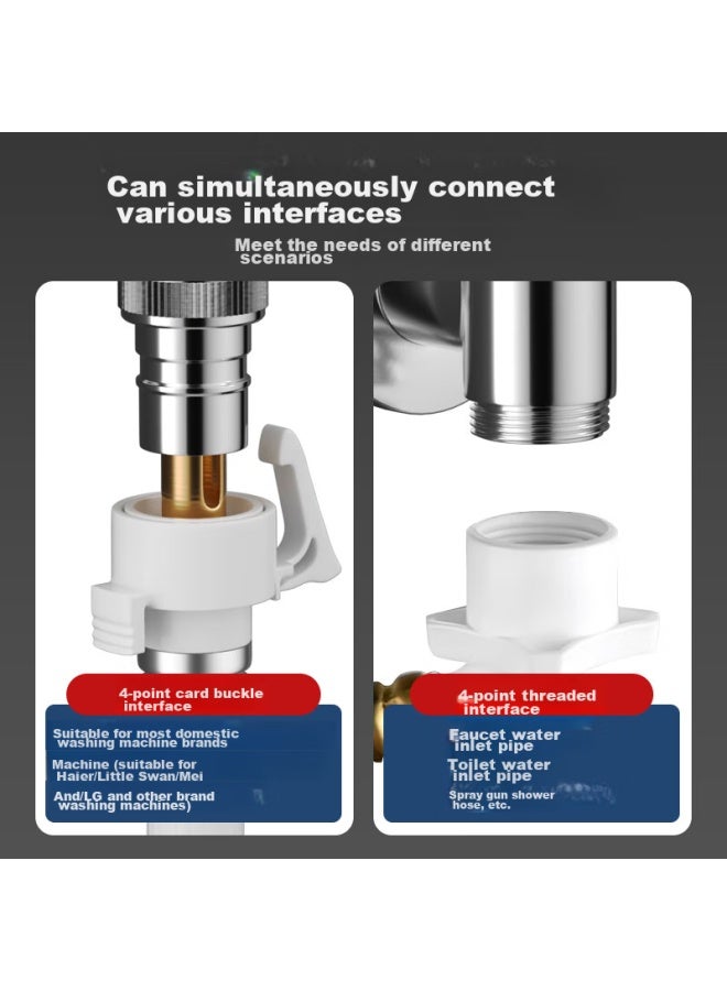 Pollock Washing Machine Faucet Detachment Automatic Shut-off Valve Dedicated Water Pipe Connector, 4 Points Stainless Steel Angle Valve, Jfxyj3sus - Image 3