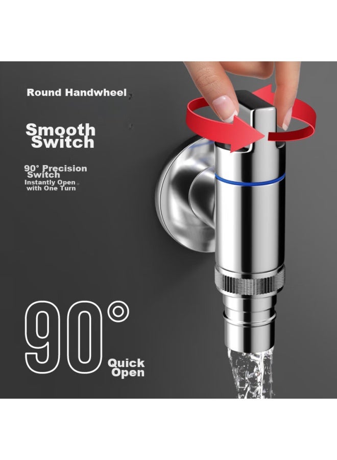 Pollock Washing Machine Faucet Detachment Automatic Shut-off Valve Dedicated Water Pipe Connector, 4 Points Stainless Steel Angle Valve, Jfxyj3sus - Image 4