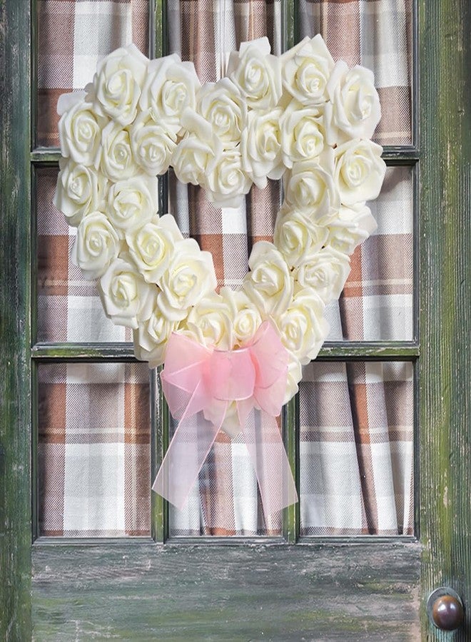 Adonisaon Valentine's Day Heart Shaped Rose Wreath - Artificial White Rose Love Garland for Wedding Party Decorations - Image 5