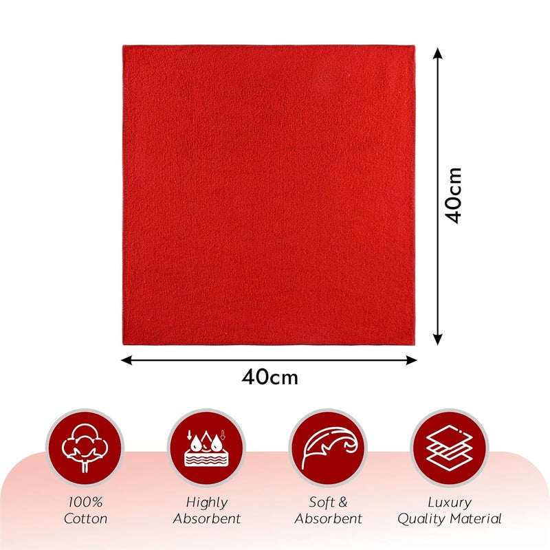 Kuber Industries Kuber Industries Pack of 6 Super Absorbent Reusable Microfibre Face Towel for Women 15x15 In 250 GSM Kids Soft Easy to Wash Small Towels for Face and Hand Plain Red  - Image 3