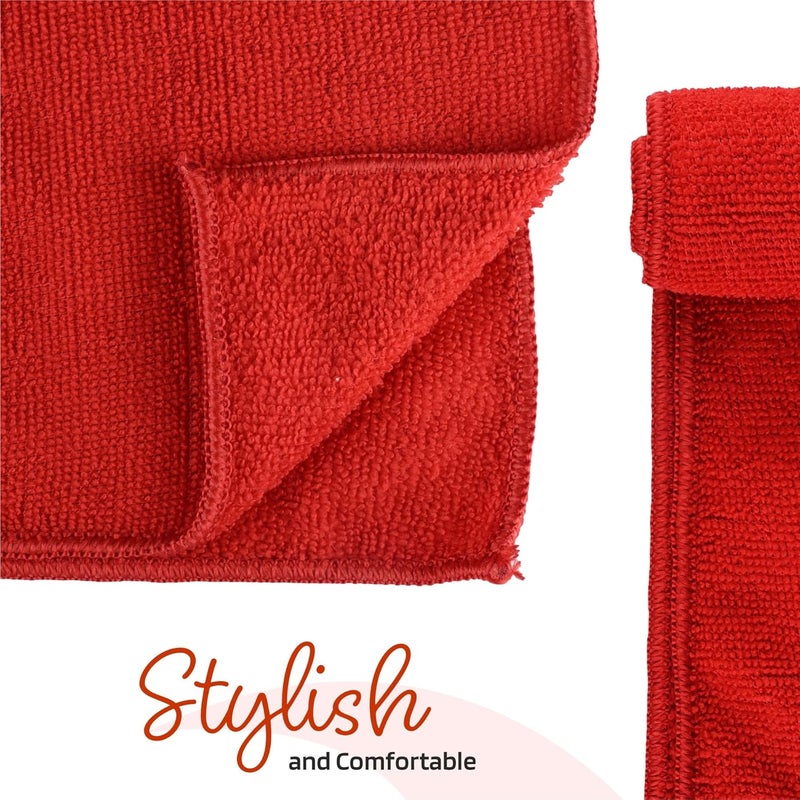 Kuber Industries Kuber Industries Pack of 6 Super Absorbent Reusable Microfibre Face Towel for Women 15x15 In 250 GSM Kids Soft Easy to Wash Small Towels for Face and Hand Plain Red  - Image 5