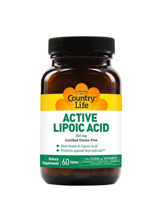 Country Life Active Lipoic Acid Metabolism Support 300Mg 60 Tablets Certified Gluten Free Certified Vegan  - Image 1