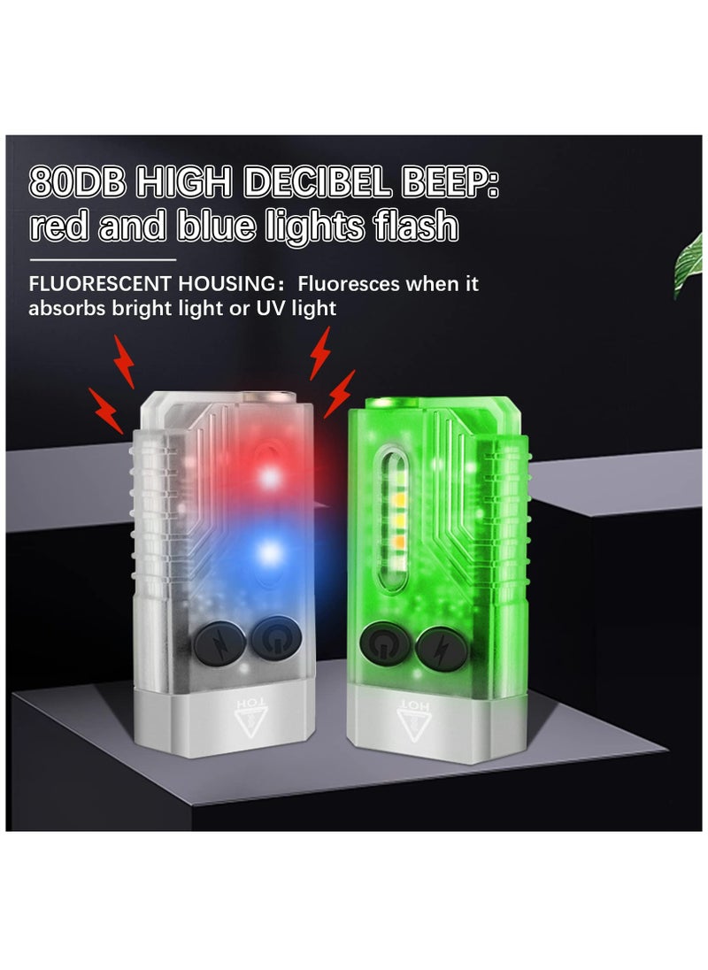 SYOSI - Mini LED Keychain Flashlight, Rechargeable Pocket Torch with 14 Modes 1000LM Small Powerful Torch IPX4 Transparent EDC Flashlight with UV Light & Magnetic Tail for Camping Hiking Emergency - Image 1
