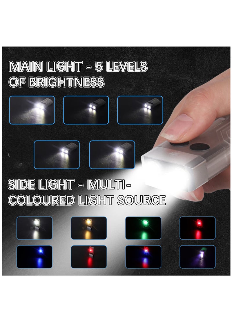 SYOSI - Mini LED Keychain Flashlight, Rechargeable Pocket Torch with 14 Modes 1000LM Small Powerful Torch IPX4 Transparent EDC Flashlight with UV Light & Magnetic Tail for Camping Hiking Emergency - Image 1