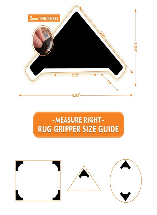 DEVOGUE® 16PCS Rug Gripper Tape Dual Sided Washable & Removable Prevent Curling Corner Carpet Tape - Keep Rug in Place Non Slip Adhesive Rug Tape for Hardwood Floors and Tile - Image 2