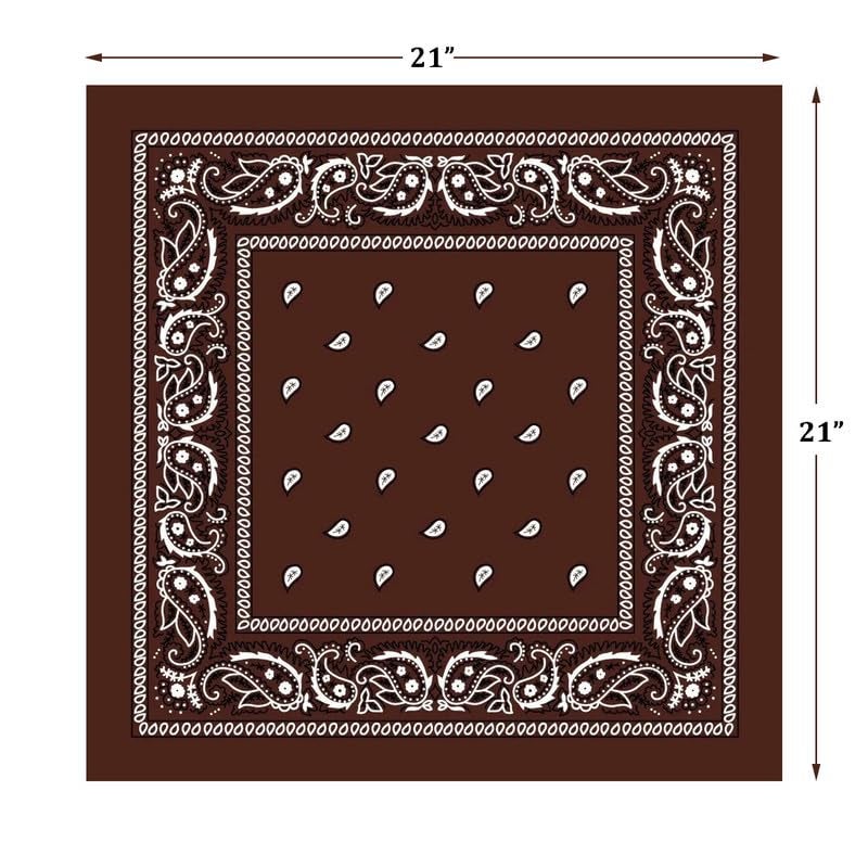 DIKHAWA Unisex Soft Breathable Cotton Paisley Printed Cowboy Bandanas,Headband,Scarf (BROWN_50CM X 50CM_Pack of 1) - Image 2