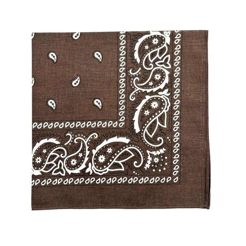 DIKHAWA Unisex Soft Breathable Cotton Paisley Printed Cowboy Bandanas,Headband,Scarf (BROWN_50CM X 50CM_Pack of 1) - Image 1