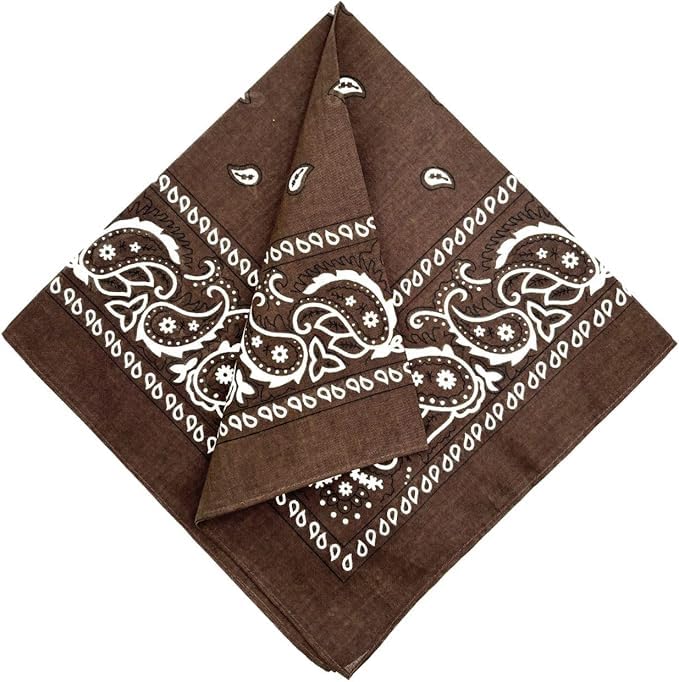 DIKHAWA Unisex Soft Breathable Cotton Paisley Printed Cowboy Bandanas,Headband,Scarf (BROWN_50CM X 50CM_Pack of 1) - Image 4