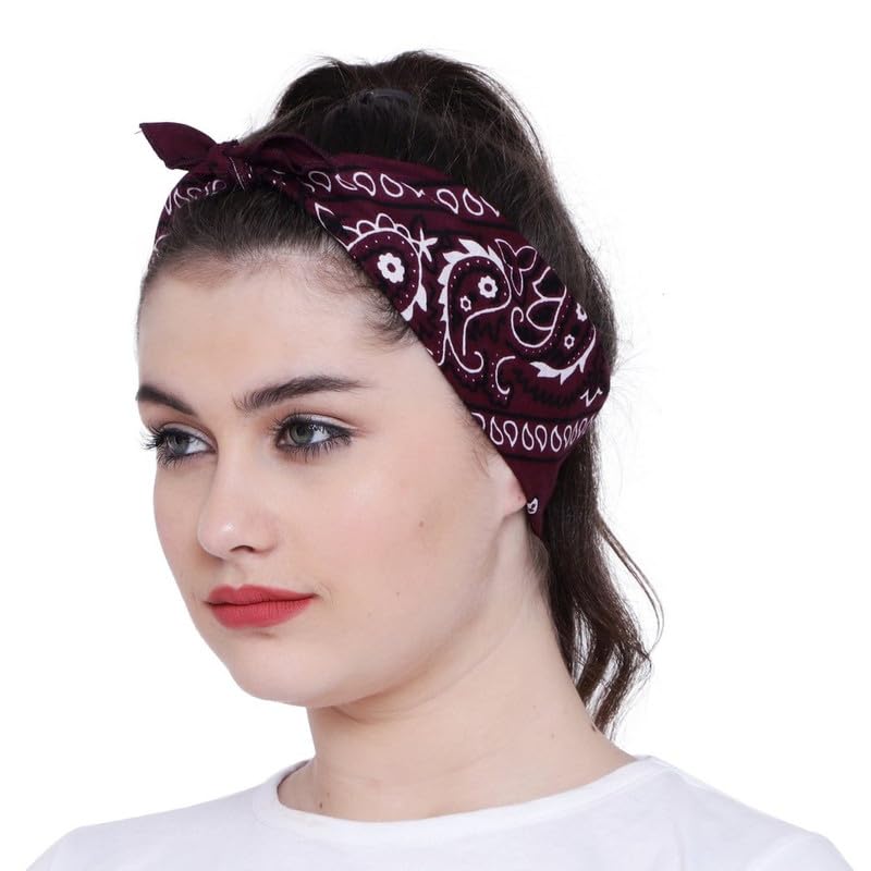 DIKHAWA Unisex Soft Breathable Cotton Paisley Printed Cowboy Bandanas,Headband,Scarf (BROWN_50CM X 50CM_Pack of 1) - Image 3