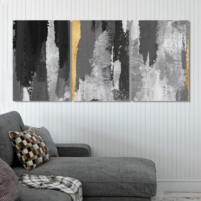 ماركتنا ثلاث لوحات قماشية فخمة بتصميم مودرن مع برواز مجوف مقاس (90×40) ثلاث قطع - Image 1