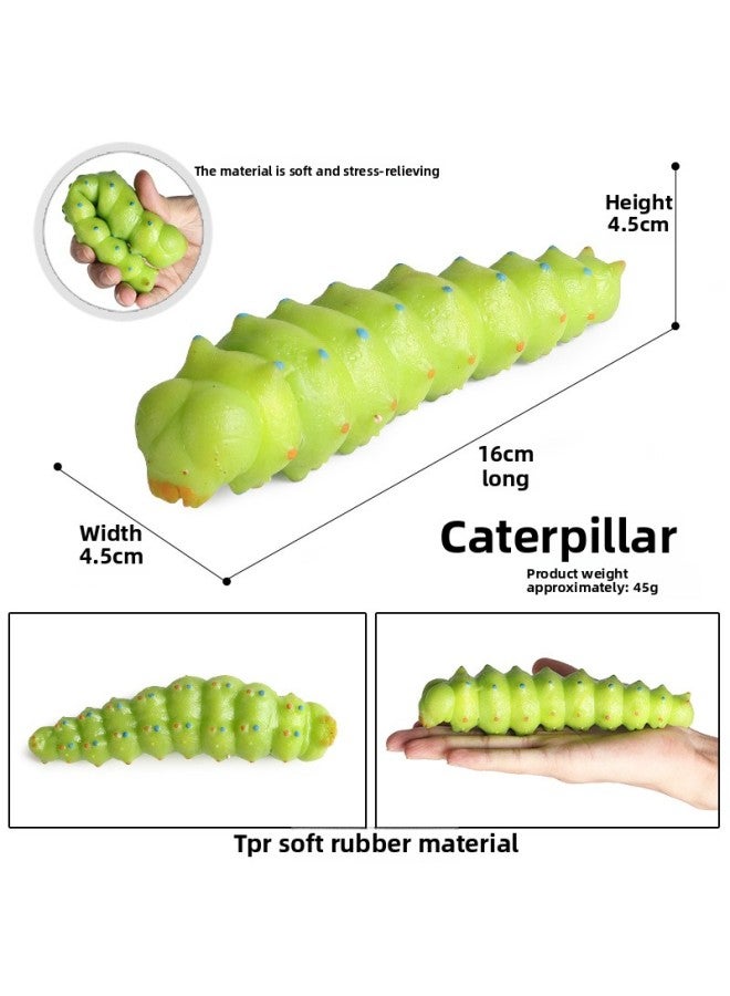TPR Simulation Trick Lizard Centipede Scorpion Pinch Music Vent Decompression Toy Children's Toy Animal Model-Color:BY8016 Caterpillar [TPR Material]]  - Image 1