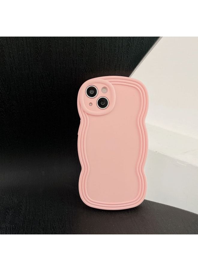 Generic - Ins Niche Wind Wave Edge IPhone16/15Pro Max Apple 14/13 Mobile Phone Case Soft Case-Color:KD Oil Injection Wavy Edge Pink-Applicable Model:xr (without Packaging) - Image 1