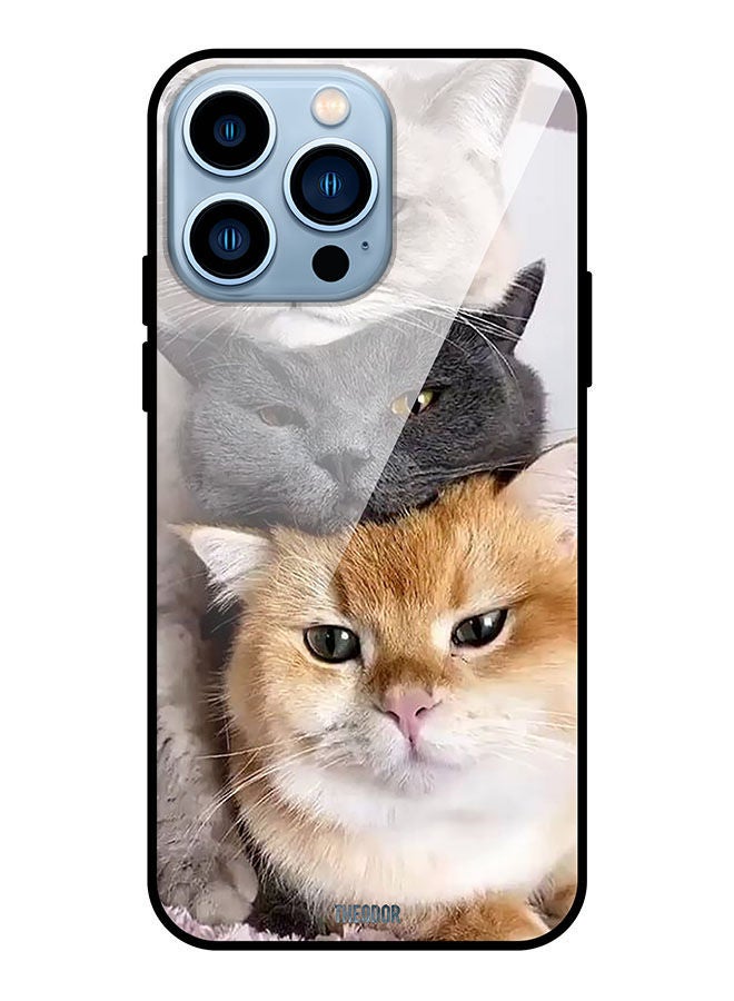 Theodor Protective Tempered Glass Case Cover For Apple iPhone 13 Pro Cats - Image 1