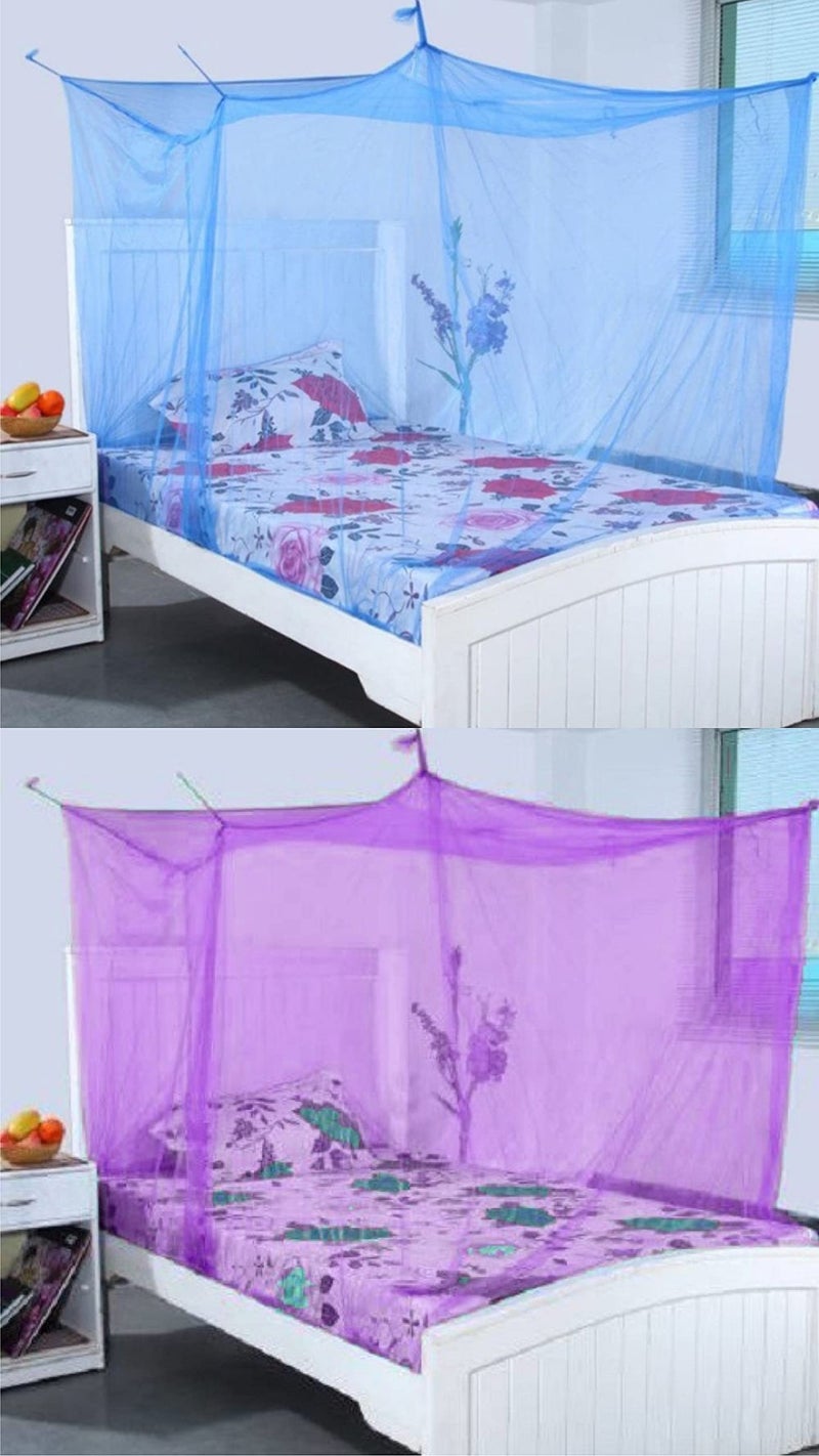 Neekshaa Combo Pack Mosquito Net for Single Bed Nylon Mosquito Net for Baby | Bedroom | Family_Size-6x3 FT_Color-Blue,Purple - Image 1