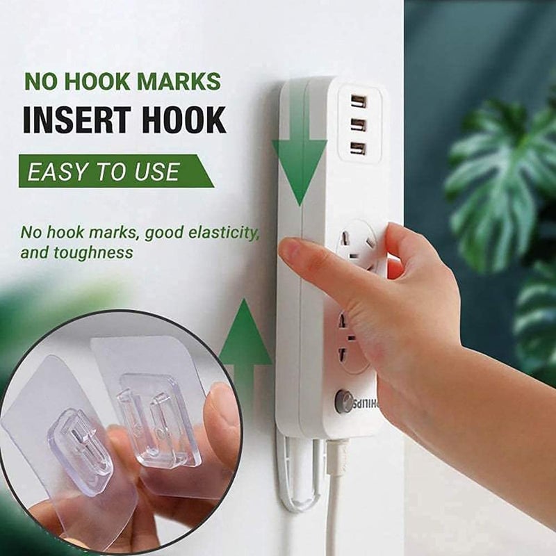Dkriva Dkriva Self Adhesive MaleFemale Wall Hooks Magic Transparent Sticker Hooks for Hanging Mobile Case Spike Guards Toilet Brush Photo Frames Bathroom Kitchen AccessoriesMaleFemale5 Pair  - Image 2