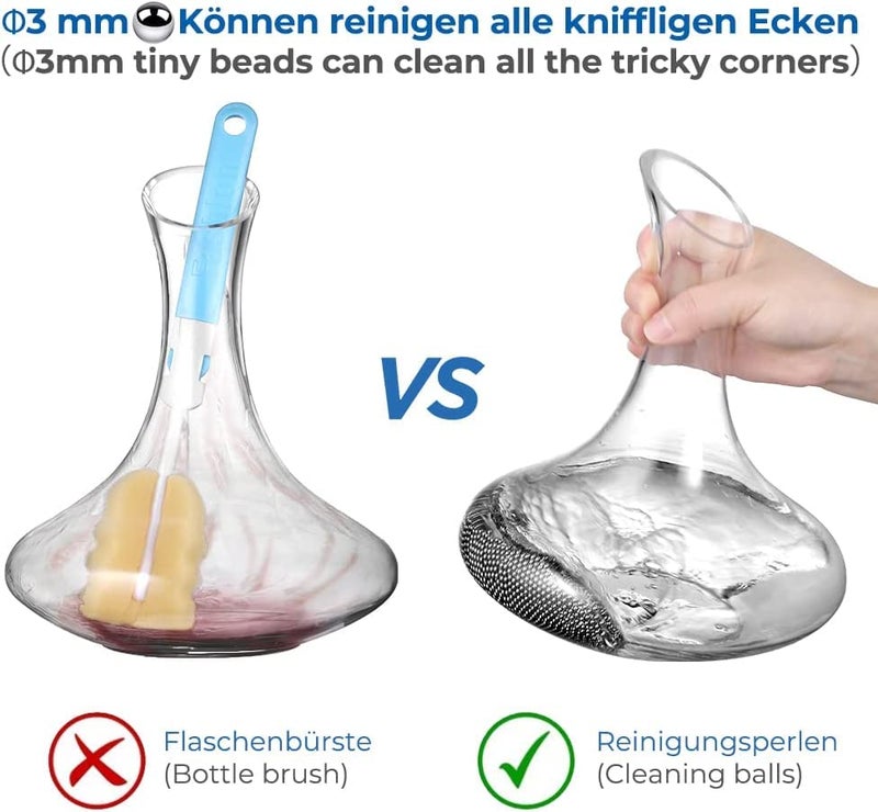 ecooe 1200 PCS Decanter Cleaning Beads with Black Silicone Bag Reusable Stainless Steel Cleaning Balls, Metal Cleaning Balls for Wine Decanter, Narrow Neck Glass Bottle, Carafe, Vase - Image 3