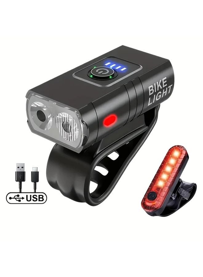 2pcs Ultra Bright Aluminum Alloy LED Bike Riding Light 6 Mode USB Tail Light - Image 5