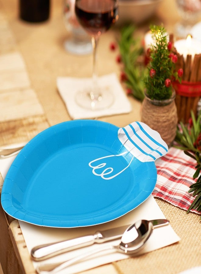 Whaline صحون ورقية عيد الميلاد من واهلين 40 قطعة، صحن عشاء فضي لامع بألوان الأحمر والأخضر والأصفر والأزرق، صحون قابلة للتخلص منها لتزيين طاولة حفلات الشتاء، 10.4 × 6.7 إنش - Image 4