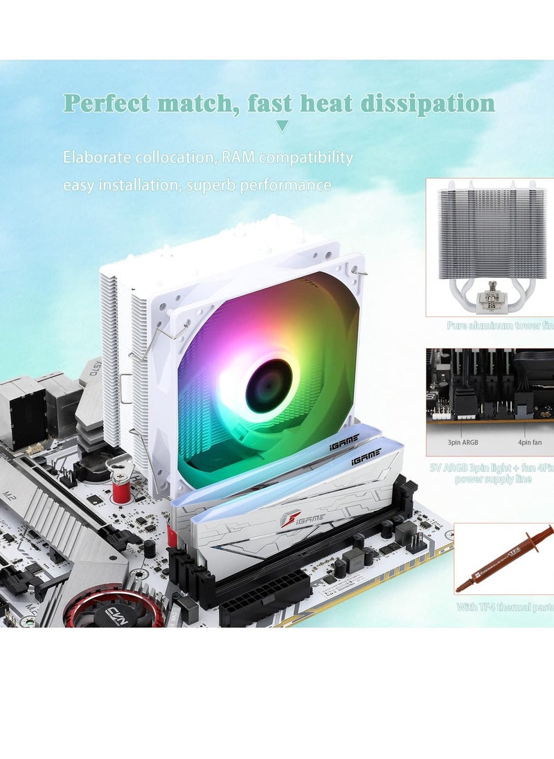 Generic - AssassinX120 SE ARGB WHITE CPU Air Cooler, CPU Cooler, AX120 SE ARGB, 4 Heat Pipes, TL-C12CW-S PWM Quiet Fan, With S-FDB Bearing, for AMD AM4/AM5 Intel LGA 1700/1150/1151/1200 - Image 1