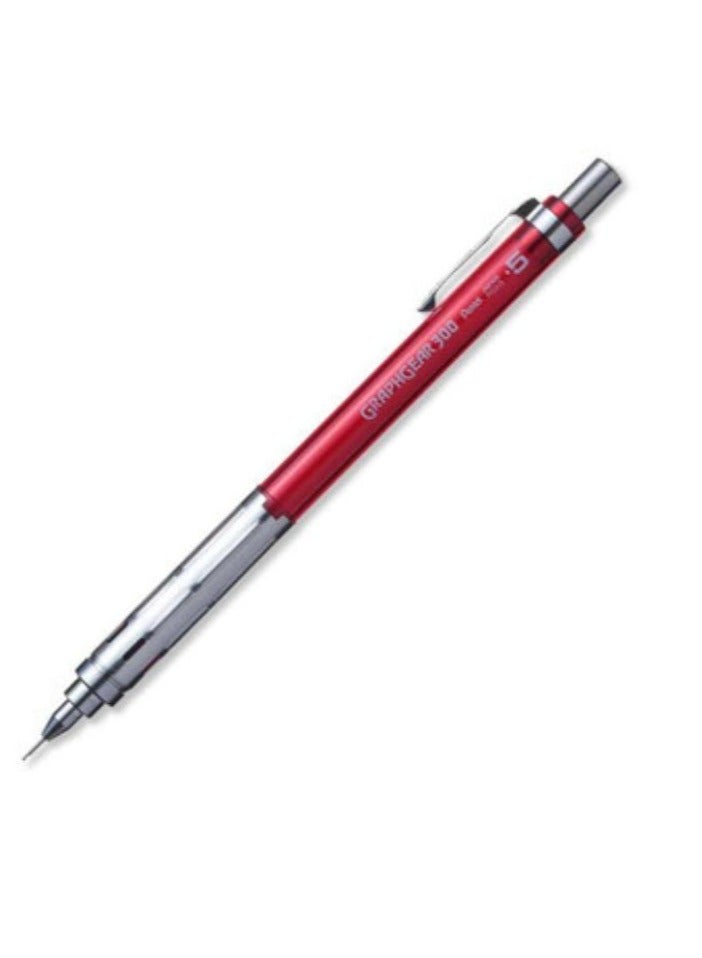 Pentel 2-Piece Graph Gear 300 Mechanical Pencil 0.5mm Tip Red Barrel With Two Pack of Leads - Image 2