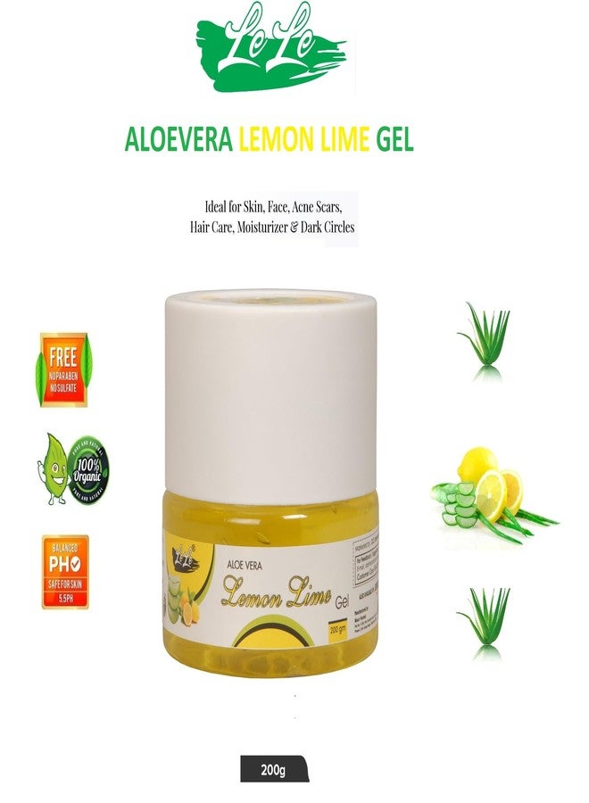 LELE Aloevera Lemon Lime Gel for face and Body | Natural Pure & Organic | Hydrating, Moisturizing, Soothing Skin | Multipurpose Gel pack of 200gm. - Image 2