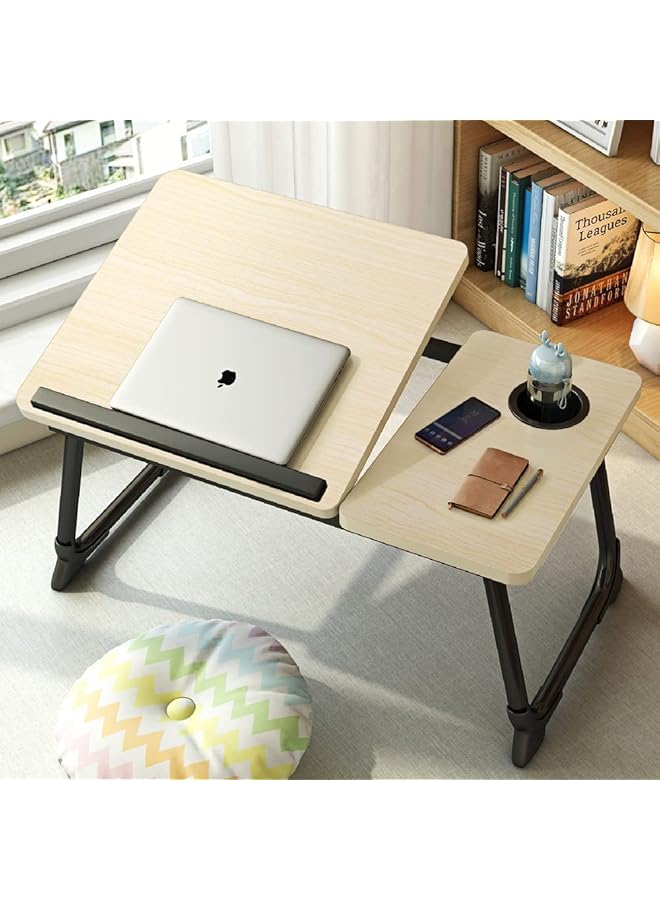 erorex Laptop Bed Tray Table Laptop Table Foldable Knee Stand Notebook Desk With Cup Holder Adjustable Portable Laptop Desk Bed Tray White  - Image 1