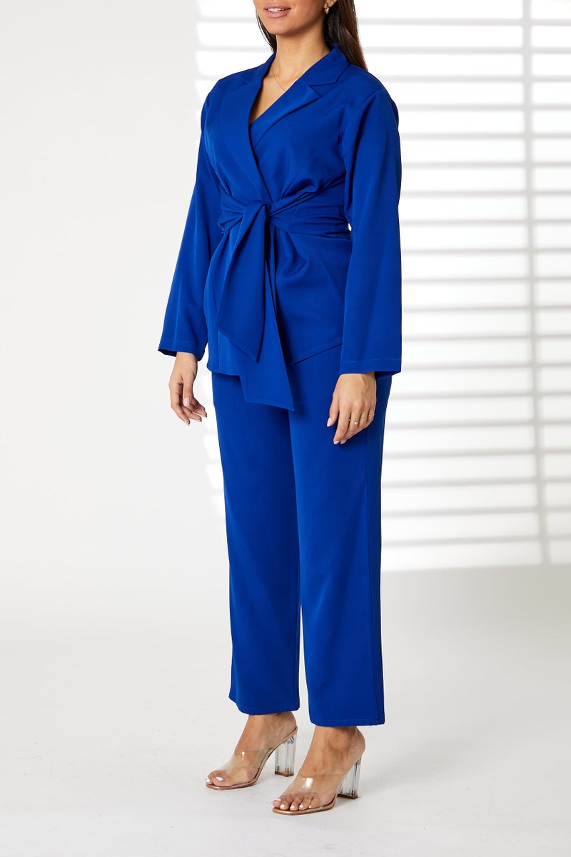 Moistreet Tie Detailed Blazer And Pants Set - Image 5