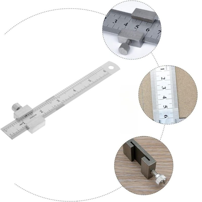2 In 1 Multifunctional Metal Ruler 20mm Positioning Block 5.91inch Steel Ruler - Image 2