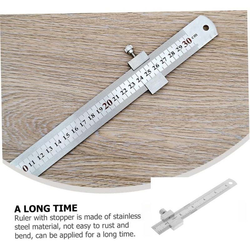 2 In 1 Multifunctional Metal Ruler 20mm Positioning Block 5.91inch Steel Ruler - Image 3