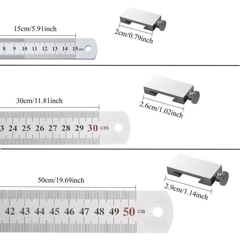 2 In 1 Multifunctional Metal Ruler 20mm Positioning Block 5.91inch Steel Ruler - Image 4