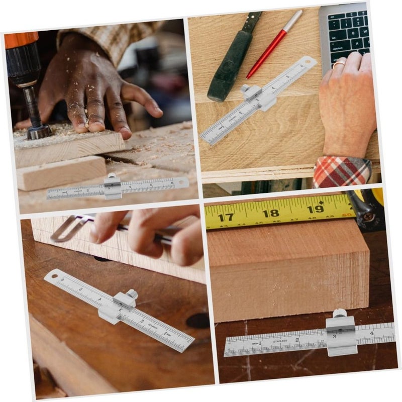 2 In 1 Multifunctional Metal Ruler 20mm Positioning Block 5.91inch Steel Ruler - Image 5