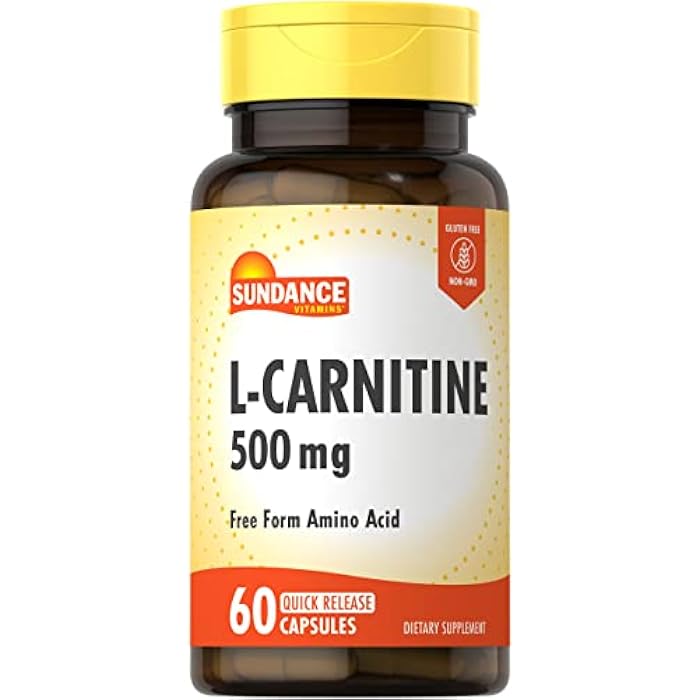 Sundance L-Carnitine as L-Tartrate Supplement 500mg | 60 Capsules | Free Form Amino Acid | Non-GMO and Gluten Free Pills - Image 1