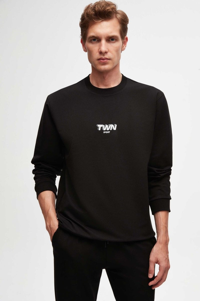 twn Relaxed Fit Black Printed Sweatshirt  - Image 1