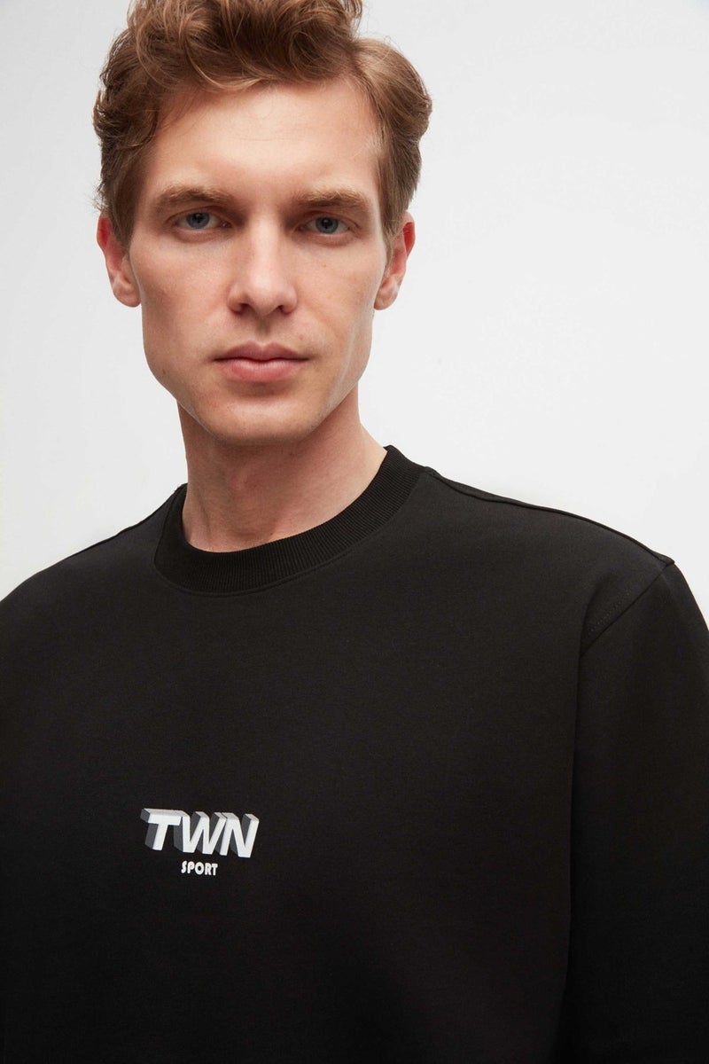 twn Relaxed Fit Black Printed Sweatshirt  - Image 3